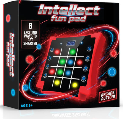 PlayRoute 8-in-1 Electronic Light-Up Activity Pad for Kids Ages 6-12+, Handheld Brain & Memory Game, Touch-Sensitive LED Doodle Game, Educational Travel Toy, Red
