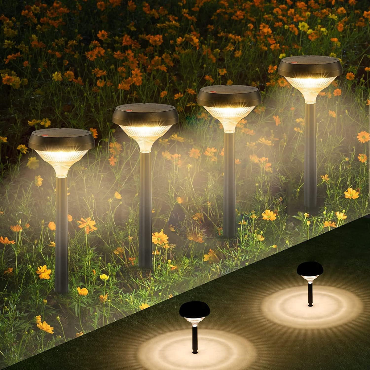 Linkind Solar Lights Outdoor 8 Pack, Solar Pathway Lights Warm White Landscape Path Lights,IP65 Waterproof Solar Lights for Walkway Yard Garden Driveway