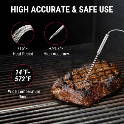 TempPro TempSync Bluetooth Meat Thermometer 650 ft, 2 Probes