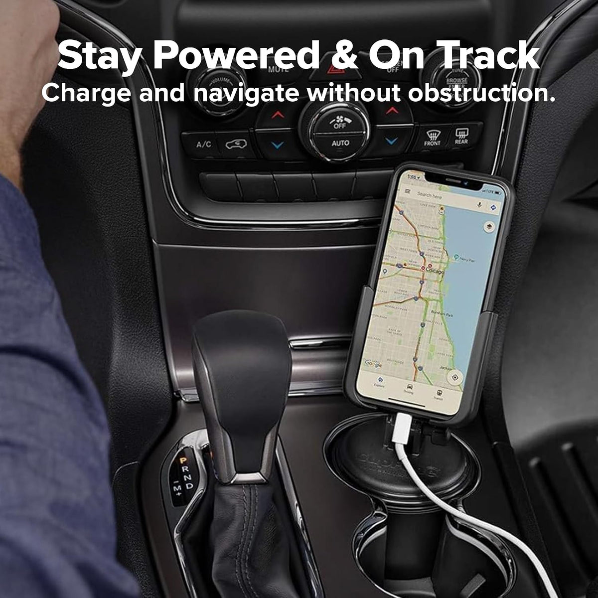 WeatherTech CupFone, Universal Cup Holder Phone Mount for Cars – Adjustable & Secure Fit with Open Access for Charging – Compatible with iPhone, Android - Black