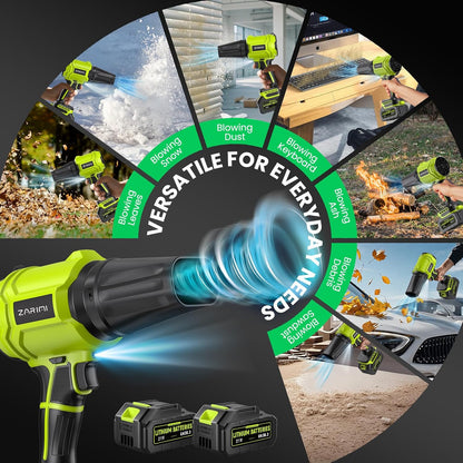 YUQUESEN Cordless Leaf Blower, 980,000 RPM Handheld Leaf Blower with 2 Batteries & Charger, Lightweight Leaf Blowers for Patio, Lawn, Leaves, Dust - Bright Green