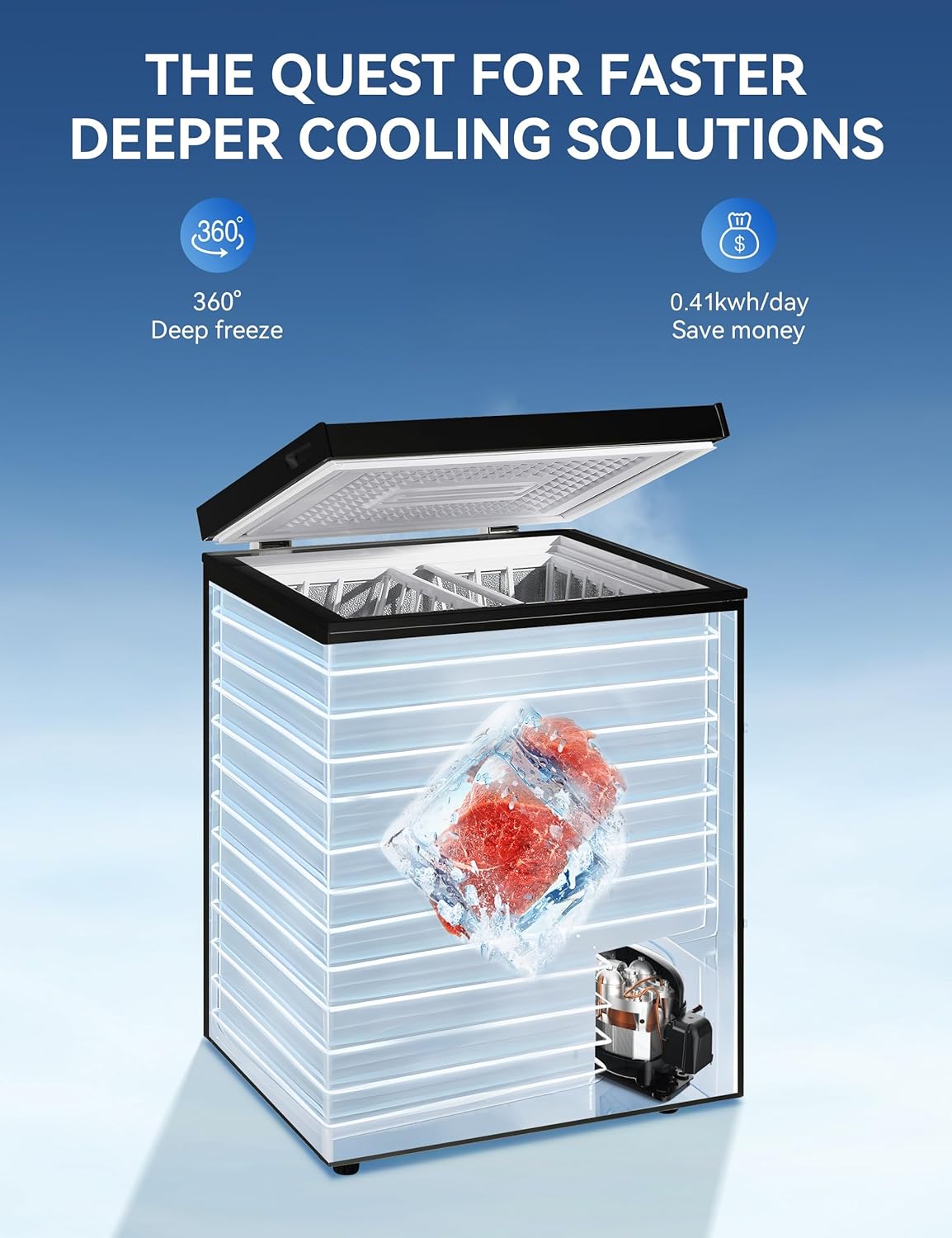 7.0 Cu Ft Chest Freezer - Energy Saving Quiet Top Open Door Mini Freezer Adjustable 6 Thermostat - Compact Small Deep Freezer w/Removable Basket and Defrost Water Drain for Home/Apartment/Garage