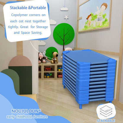 Daycare Cots,Stackable Preschool Cot for Kids (4 Packs,Sky Blue)