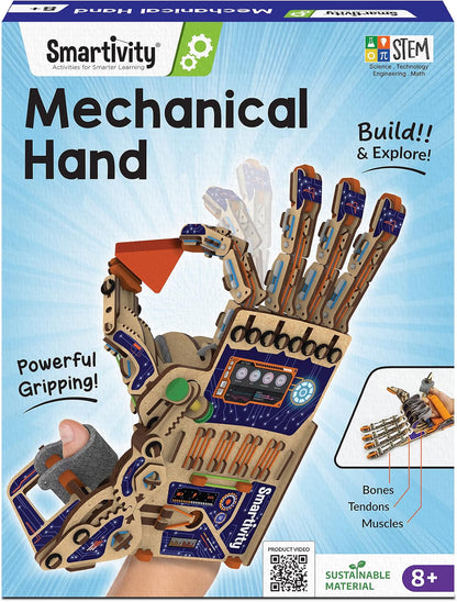Smartivity Robotic Mechanical Hand STEM Toy for Kids Ages 8-14, DIY Wooden STEAM Building Kit, Educational Robotics Toy for Boys & Girls
