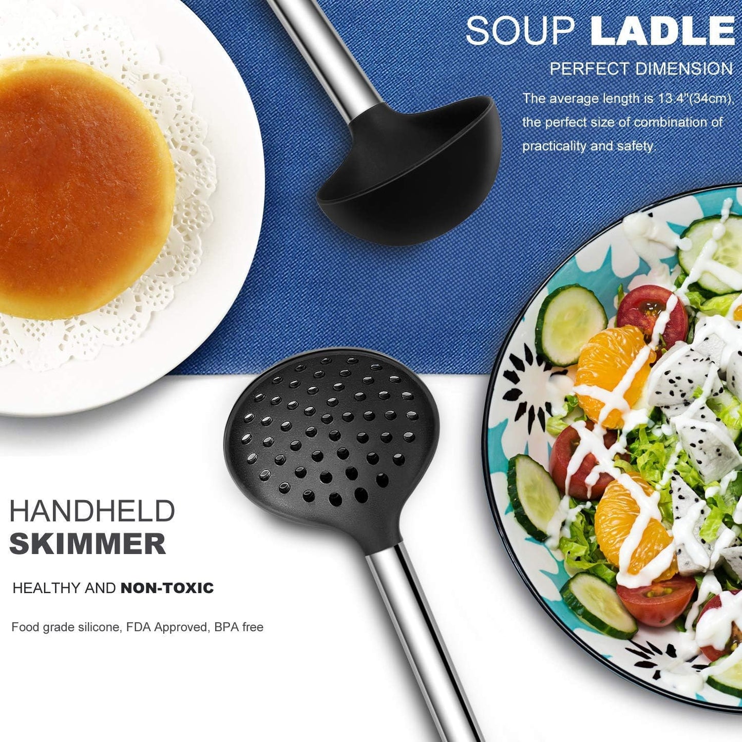 BESTZMWK 33-Piece Silicone Kitchen Utensil Set Black