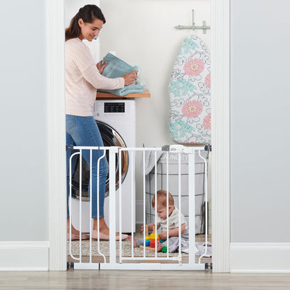 Regalo Easy Step Safety Gate, 29–38.5 Inch Extra Wide Baby Gate, 30-Inch Tall Pressure Mount Gate for Doorways & Bottom of Stairs, White