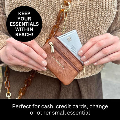 Save the Girls Clip & Go Phone Chain Crossbody with Wallet for Women, White Crossbody Cell Phone Chain Strap with Zippered Wallet Pouch. Adjustable, Anti-Theft Hands-Free Phone Holder for Women.
