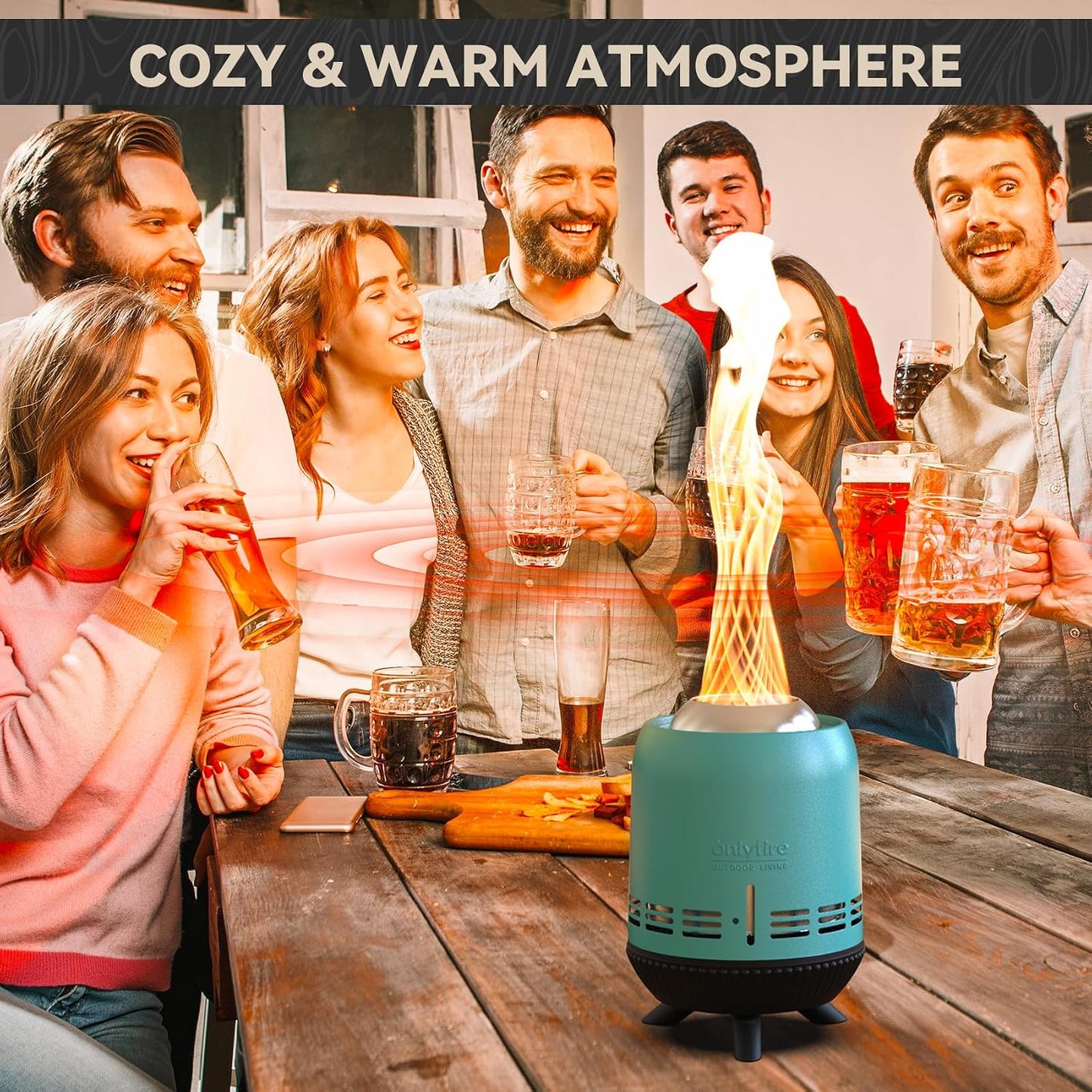 Portable Smokeless Fire Pit, 9.5” Stainless Steel Camp Stove, Blue FP055