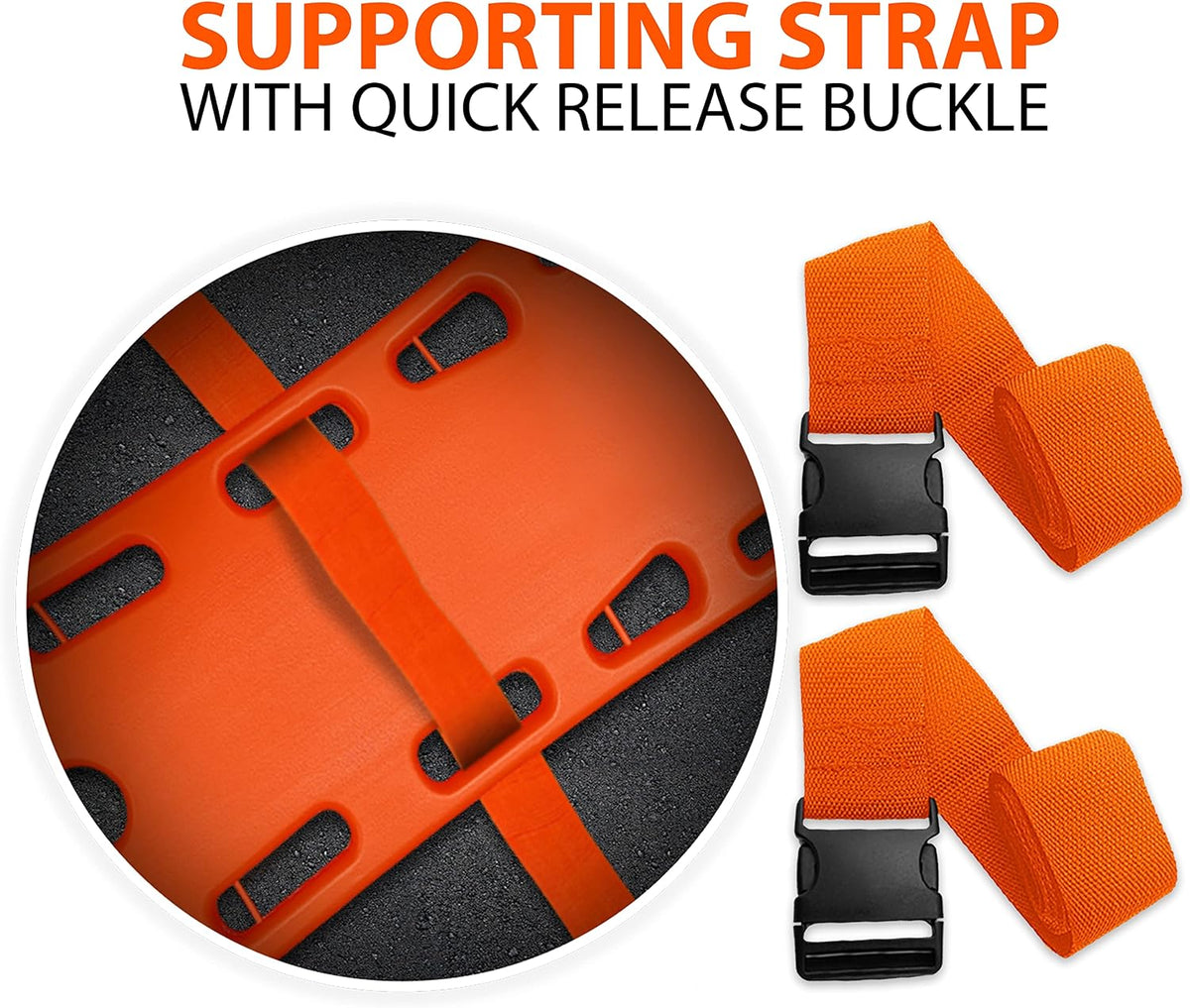 SURGICAL ONLINE First Responder EMT Backboard Spine Board Stretcher Immobilization with Head Bed and Spider Straps - Gift EMT Trauma Bag … (Orange)
