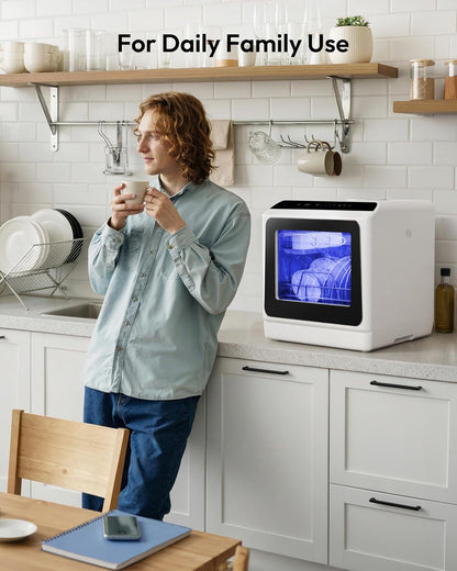 EUHOMY Countertop Dishwasher Portable, 6 Programs with 40 dB, No Hookup