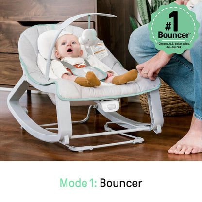 Ingenuity Keep Cozy 3-in-1 Grow with Me Baby Bouncer, Rocker & Toddler Seat, Vibrating Infant Bouncer with Toy Bar, 0-30 Months, Up to 40 lbs, Weaver