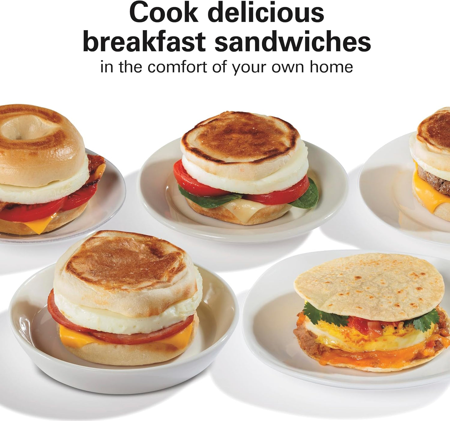 Hamilton Beach Dual Breakfast Sandwich Maker with Egg Cooker Rings & Timer Perfect for English Muffins, Croissants, Mini Waffles | Customizable & Fast |PFAS-Free | Silver | 25490MNA