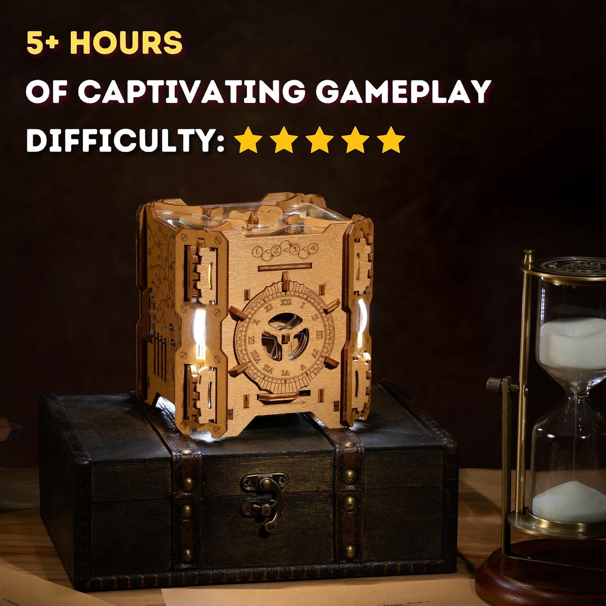 PUZZLE POTATO Tesla Box, Self-Powered Electronic Wooden Puzzle Box, 5/5 Difficulty Escape Room Brain Teaser with 256 Parts & 38 Magnets, Resettable Puzzle for Adults 14+
