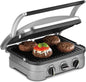Cuisinart Panini Press and Grill, 1500W 5-in-1 Griddler, Dishwasher-Safe Panini press, sandwich maker & indoor grill with reversible nonstick plates & dual heat control, GR-4NNAS