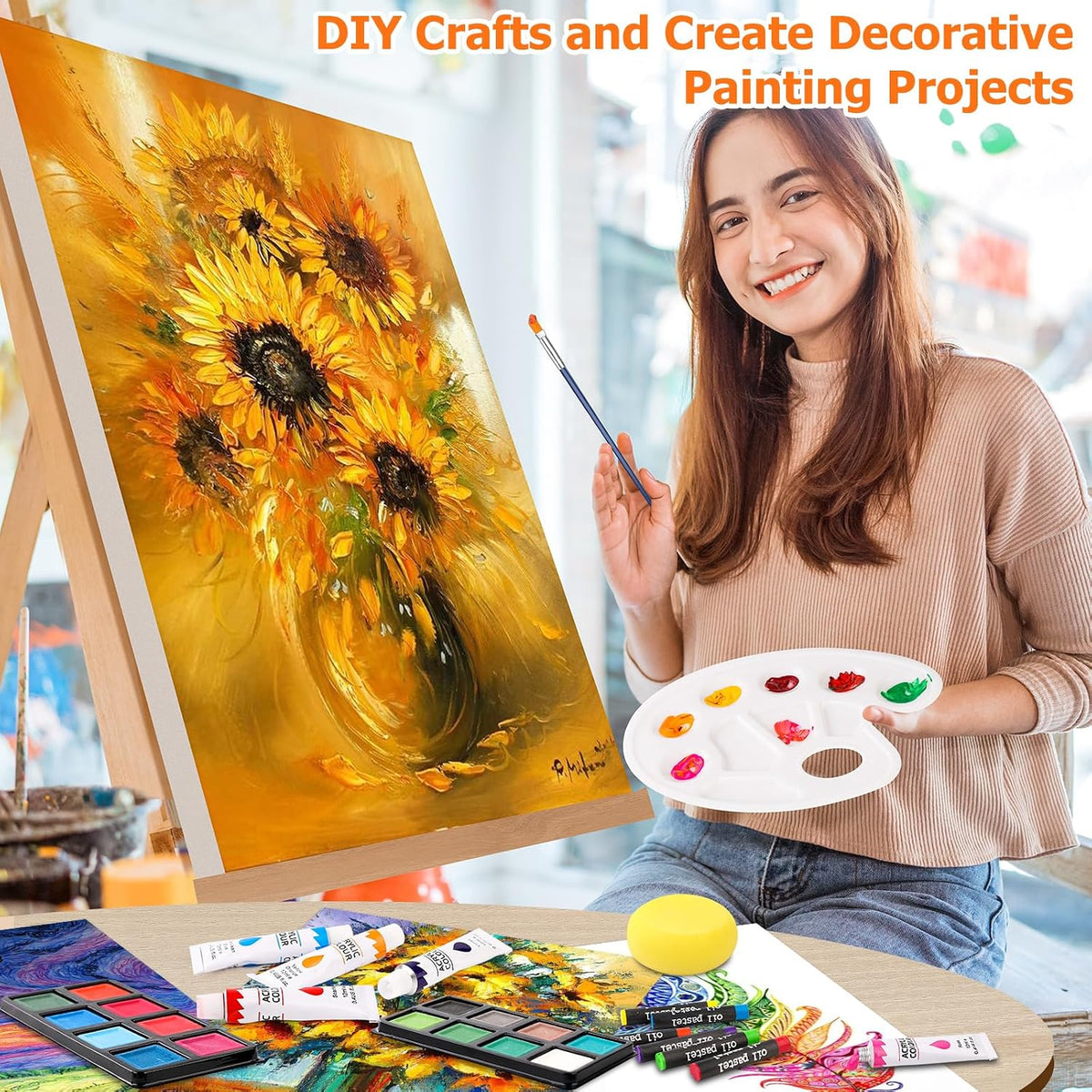 Soucolor 192-Piece Deluxe Art Set, Drawing & Painting Supplies Kit with Acrylics, Watercolors, Colored Pencils, Oil Pastels, Canvas Boards & Wooden Case for Adults & Artists