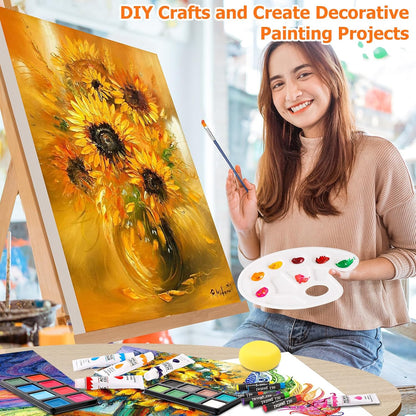 Soucolor 192-Piece Deluxe Art Set, Drawing & Painting Supplies Kit with Acrylics, Watercolors, Colored Pencils, Oil Pastels, Canvas Boards & Wooden Case for Adults & Artists