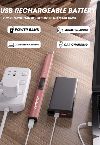 MEIRUBY Rechargeable USB Electric Arc Lighter, Rose Gold