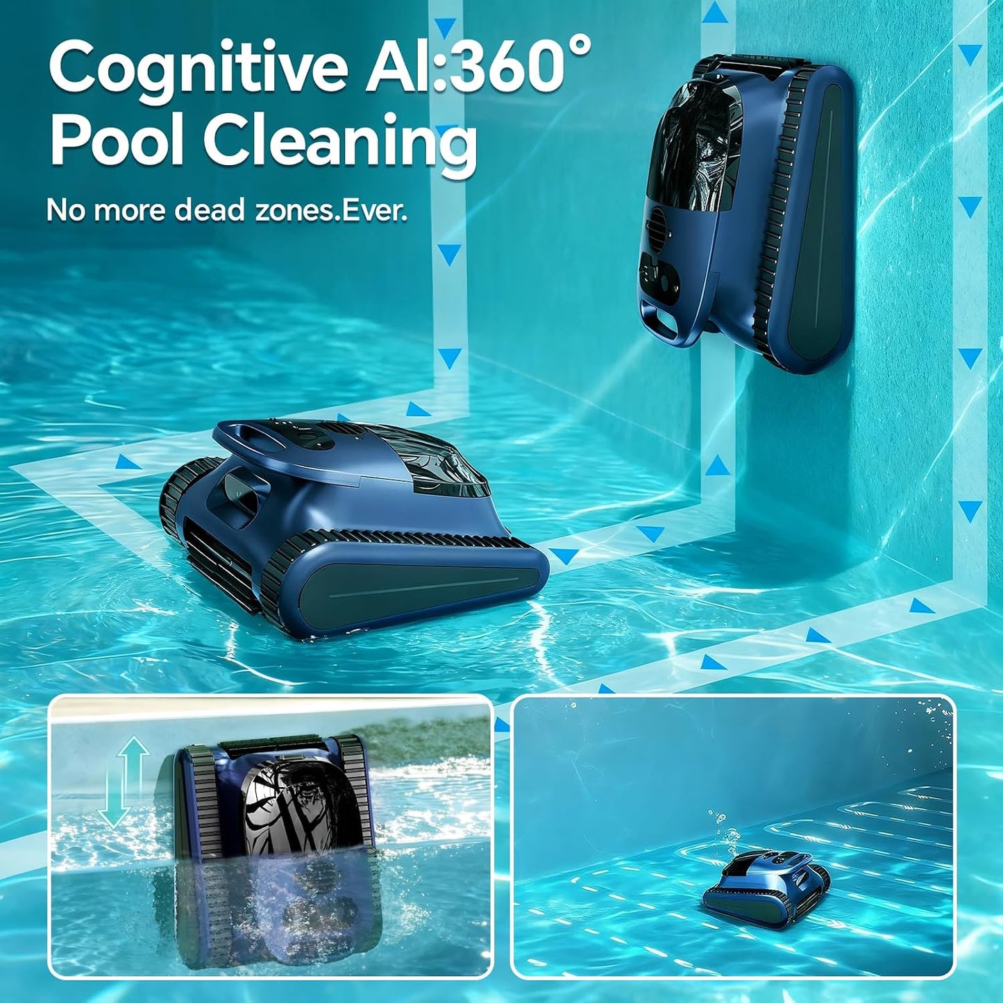 Cordless Robotic Pool Cleaner for Inground & Above Ground Pools, 180W Brushless Motor, 180-Minute Runtime, Wall-Climbing Pool Vacuum, SAT30