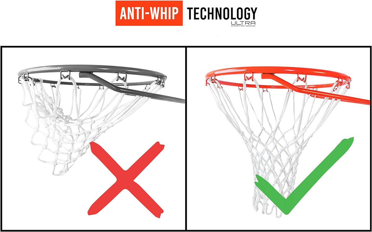 Ultra Sporting Goods Heavy Duty Basketball Net Replacement, 12-Loop All-Weather Anti-Whip Hoop Net for Standard 18-Inch Rims, White