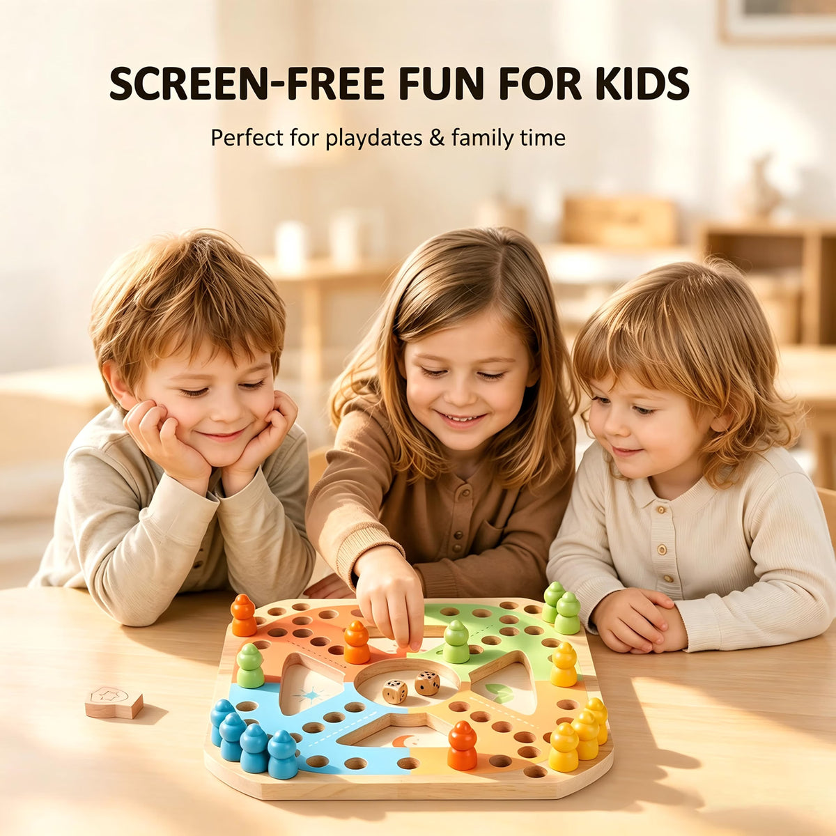 Greek Science Wooden Race and Bump Board Game for Kids 5+, Classic Dice-Based Racing Game for 2–4 Players, Rubberwood Family Strategy Game with Wooden Pieces