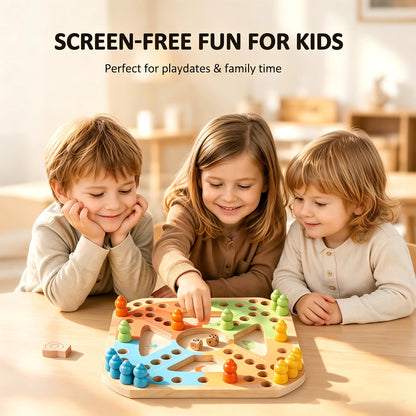 Greek Science Wooden Race and Bump Board Game for Kids 5+, Classic Dice-Based Racing Game for 2–4 Players, Rubberwood Family Strategy Game with Wooden Pieces