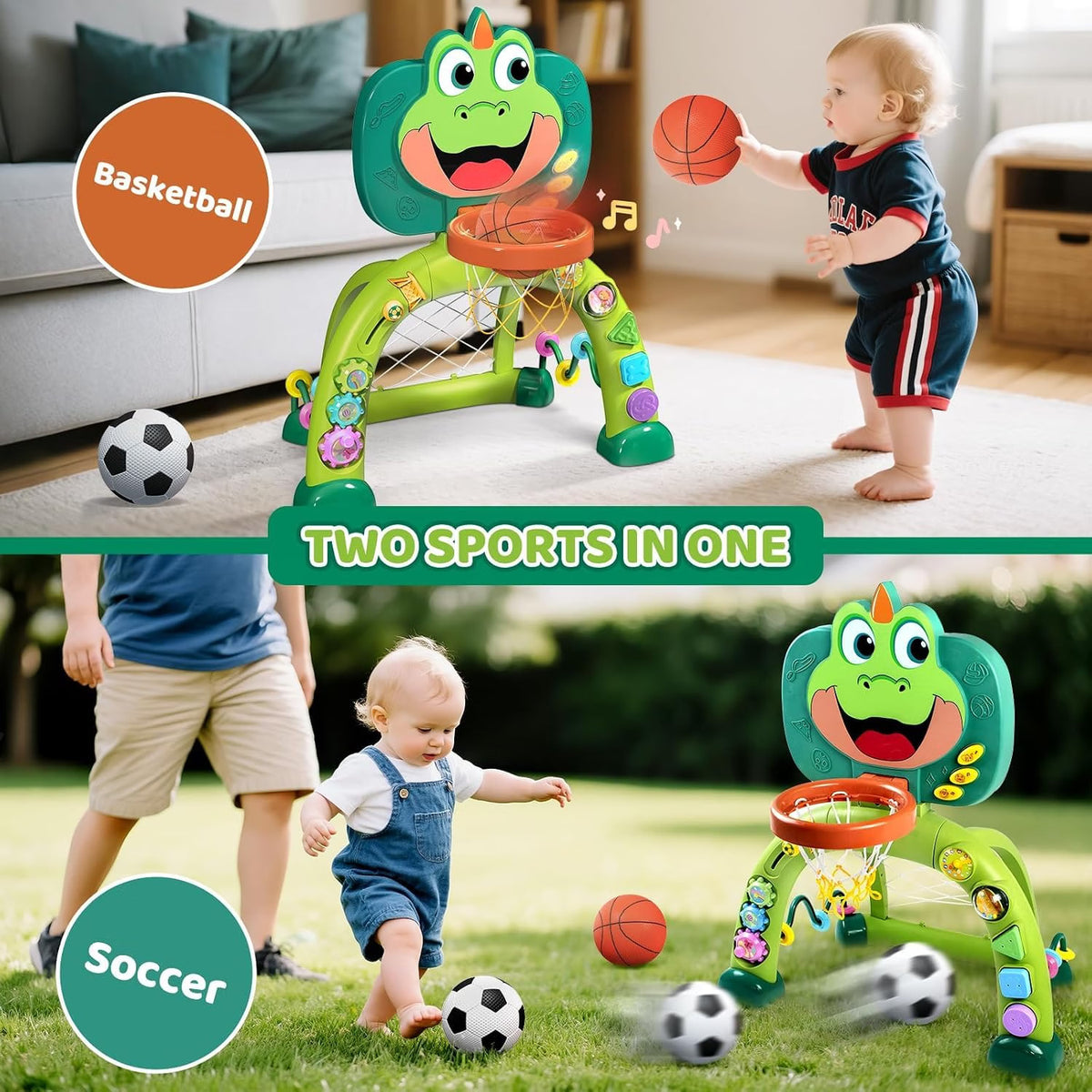 Marstone 2-in-1 Toddler Basketball & Soccer Activity Toy, Ages 1-3