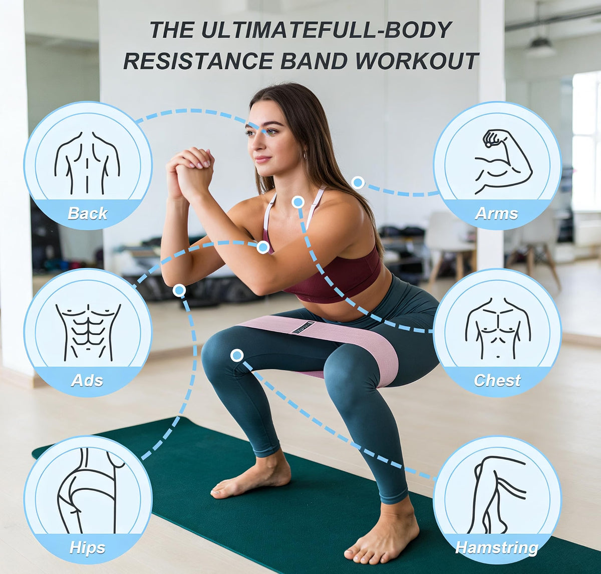 HyperionFlo Essentials Non-Slip Fabric Resistance Bands Set, 3-Level Exercise Bands with 10–45 lb Resistance for Men & Women