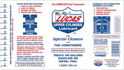 Lucas Oil 10003 Fuel Treatment, 32 oz Fuel System Cleaner & Lubricant for Gasoline and Diesel Engines, Fuel Injector & Carburetor Treatment