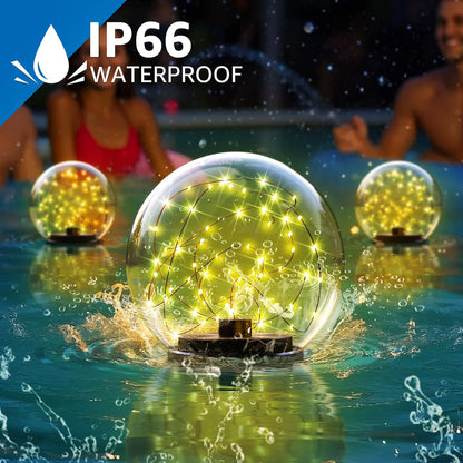 NiceBuy Solar Floating Pool Lights, 2-Pack Floating LED Pool Balls with Flickering Flame Effect, IP66 Waterproof Solar-Powered Lights for Pool, Pond, Garden & Outdoor Party Decor