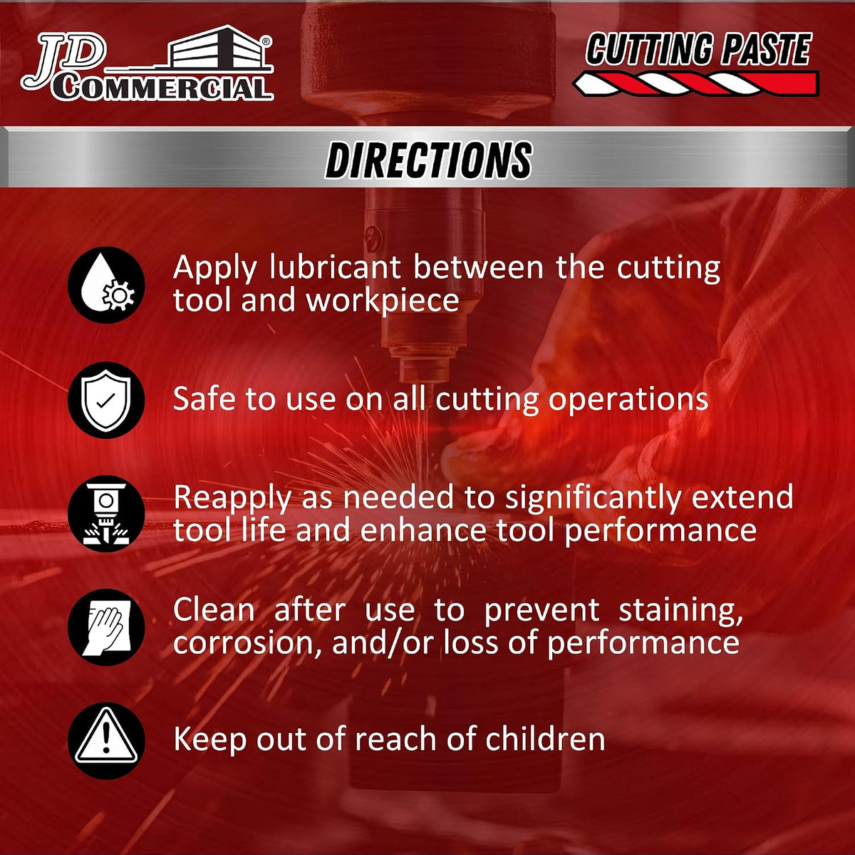 JD Commercial Cutting Paste 10 OZ, Metal Cutting, Tapping & Drilling Lubricant, Anti-Wear & Anti-Rust Formula for Drilling, Milling, Threading & Machining