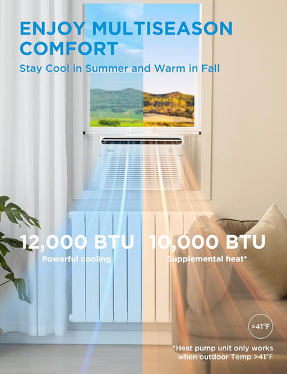 Midea 12,000 BTU Window Air Conditioner with Heat, 550 Sq Ft Smart Inverter Control, Energy Star Rated, Quiet Operation, Electronic Control, Remote, Heat and Dehumidifier Function