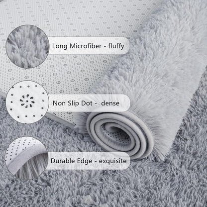 Chicrug Soft Runner Rug for Bedroom Living Room Plush Fluffy Rugs 2x6 Shag Furry Area Rug Carpet Non Shedding for Nursery Children Kids Girls Room Home Decorative, Grey
