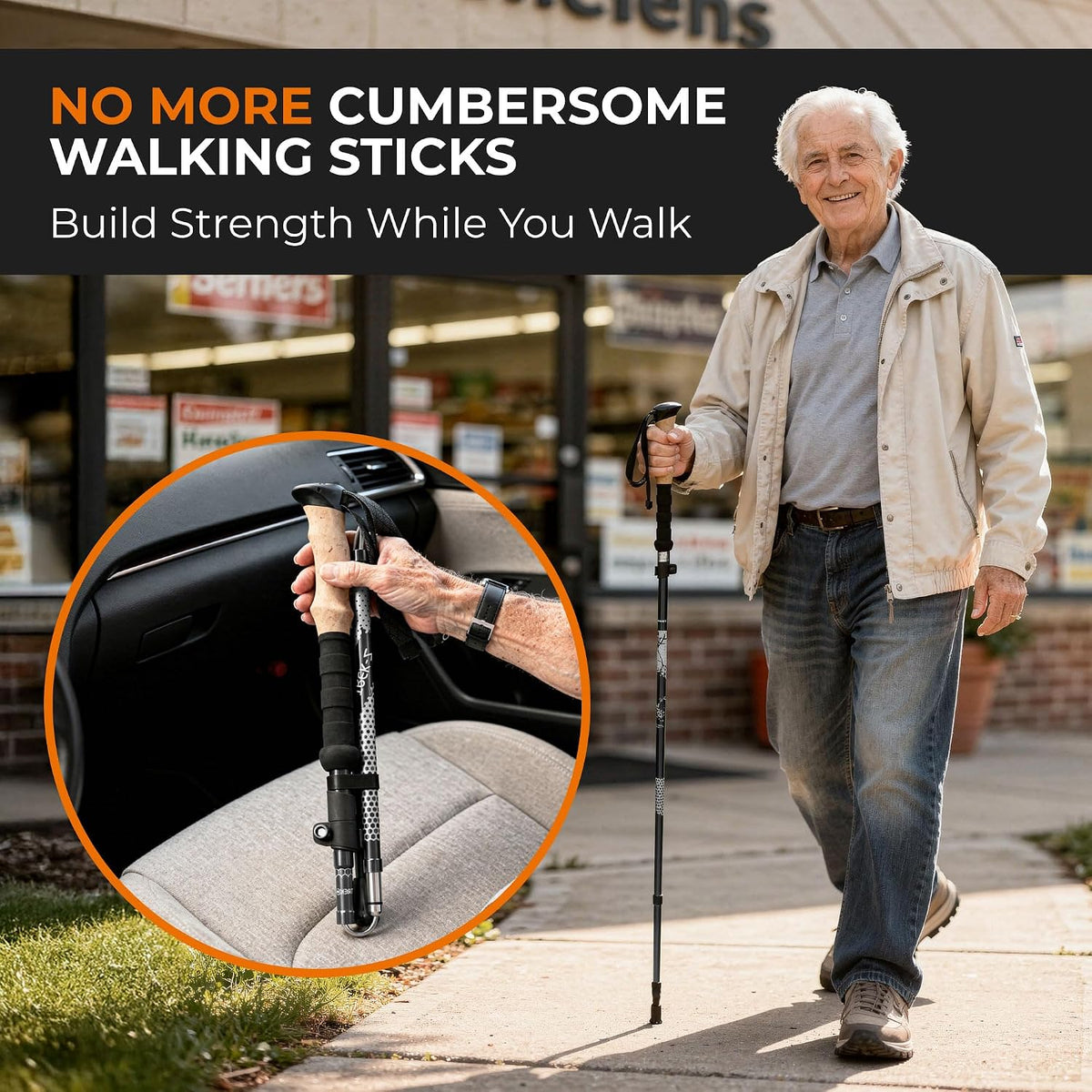 TREKOLOGY Trek-Z Hiking Trekking Poles, 2-Pack Foldable Aluminum Walking Sticks with EVA Foam Grip, Adjustable 100–120 cm, Lightweight Collapsible Hiking Poles for Men & Women, Black