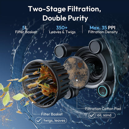 (2026 New) BUBLUE F10 Automatic Pool Skimmer Robot,Robotic Pool Skimmer with 5L Filter, App Control,Powerful Suction,Dual Cleaning Modes, AI Navigation,Ideal for In-Ground & Above-Ground Pools,Black