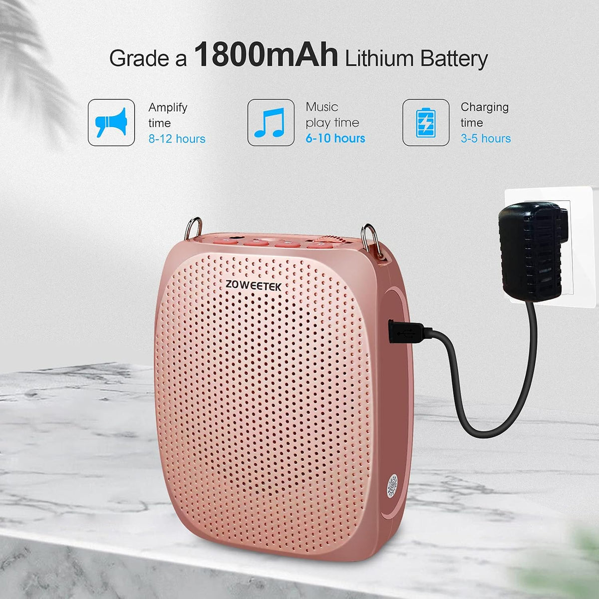 ZOWEETEK Wireless Voice Amplifier for Teachers 2 Mic Portable Speaker Mini Rechargeable Voice Amp, 2 Mics Wired+Wireless, Teacher Must Haves,Power Amplifiers