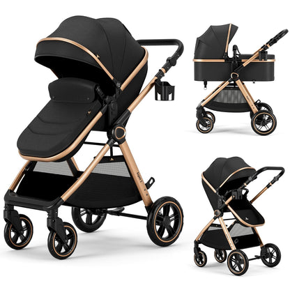 ACCOMBE 2-in-1 Convertible Baby Stroller for Newborn to Toddler, Gold