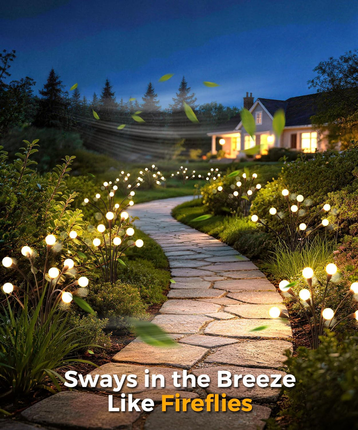 6 Pack Solar Garden Lights 48 LED, Solar Lights Outdoor Waterproof IP65, Decorative Garden Lights Solar Powered for Yard Patio Pathway Decor, Outside Fairy Firefly Lights Garden Gifts