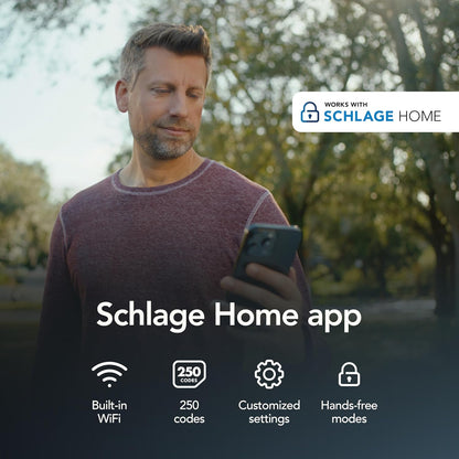 Schlage Sense Pro UWB Smart Deadbolt Lock, Hands-Free Unlock, Matte Black