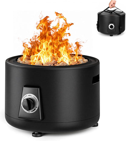 Pamapic Portable Propane Fire Pit, 60000BTU Outdoor Smokeless Gas Fire Pit, Patio Fire Pit Easy Setup and Storage for Camping, Patio, Backyard