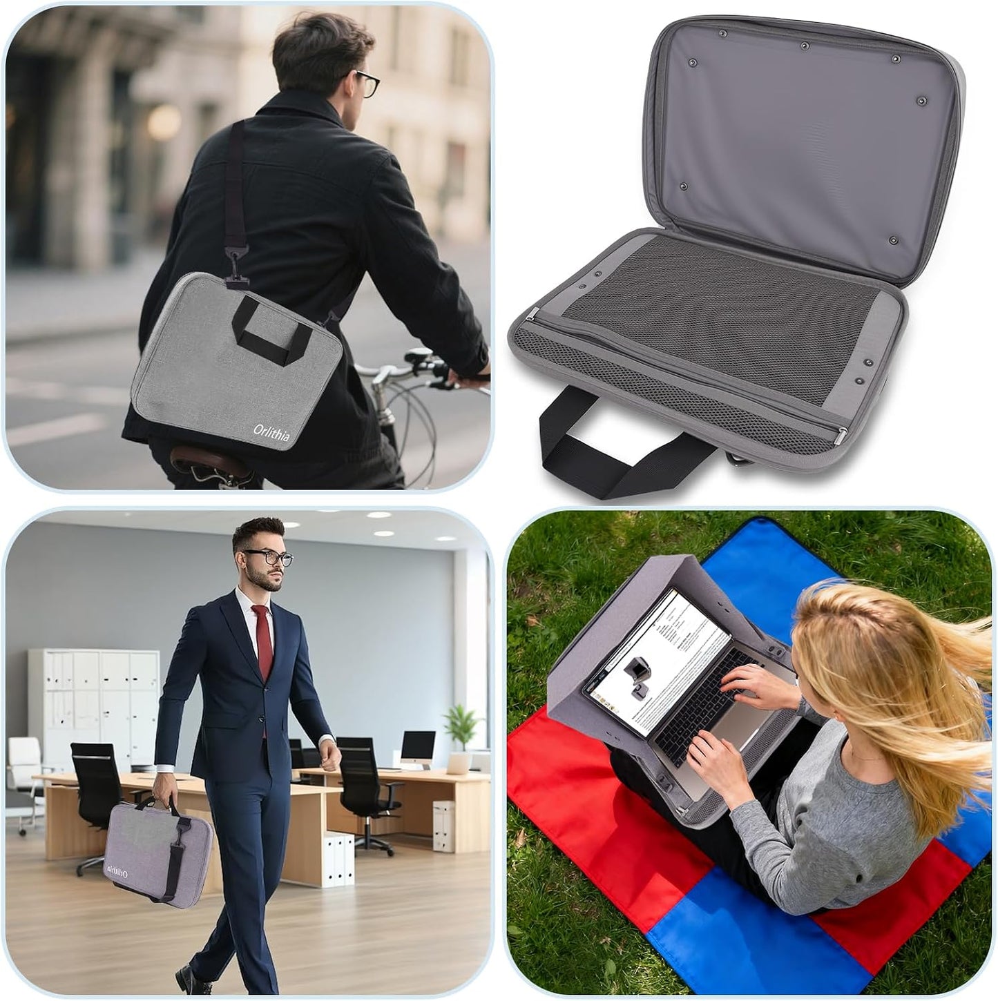 Water Repellent 3-in-1 Laptop Sunshade, Portable Foldable Privacy Visor with Elastic PVC Core, Converts into Shoulder Bag for Outdoor Work, Fits 12-14 Inch Laptops - Cool Silver (Patent Pending)