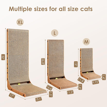 EHEYCIGA Cardboard Cat Scratcher for Indoor Cats, 26.8 Inch L-Shaped Cat Scratching Board, Brown