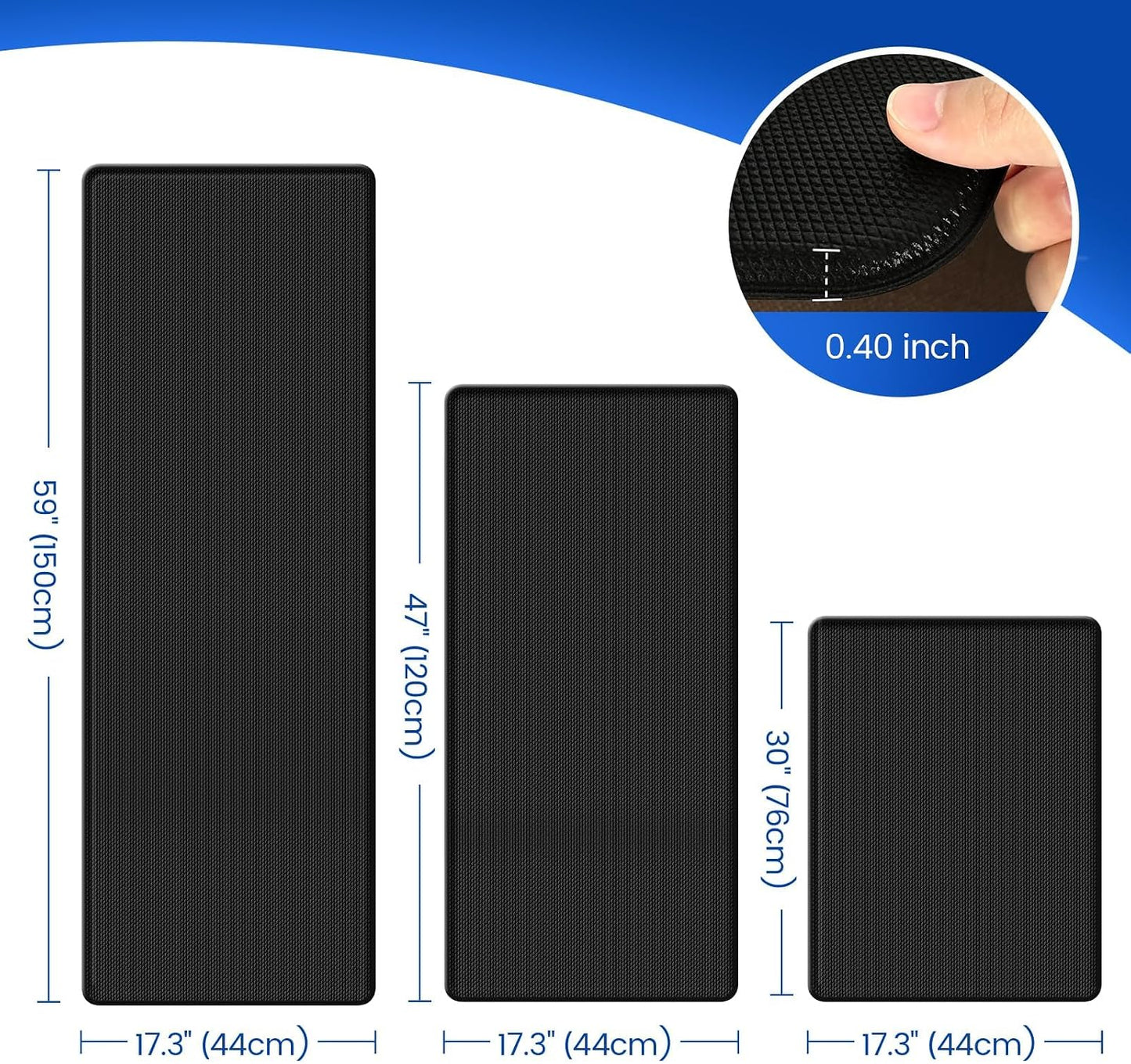 Kitchen Mats for Floor, 3-Piece Cushioned Soft Kitchen Rugs, Non-Slip Waterproof Floor Mats
