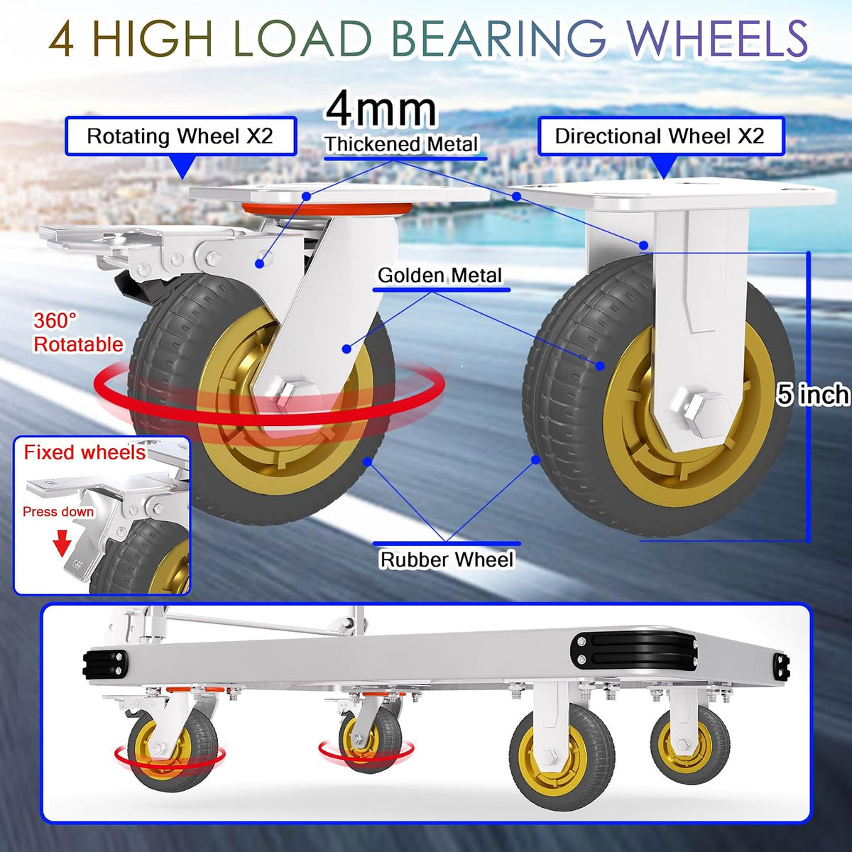 2000 lb Platform Truck, Heavy Duty Platform Cart, Folding Push Cart, Steel Flatbed Cart, Warehouse Cart, Heavy Duty Dolly, Folding Dolly, Equipment Cart, Rubber Wheel Cart, Material Handling Cart
