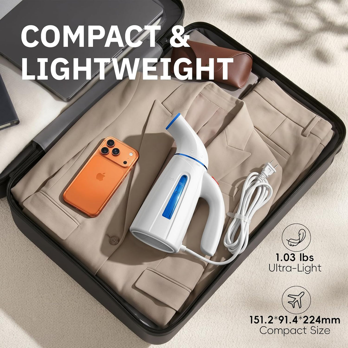 OGHom Steamer for Clothes, Handheld Clothing Steamer for Garment, 240ml Big Capacity 700W Portable Travel Steam Iron (Only for 120V)