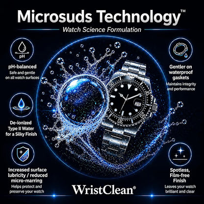 WristClean Royal Watch Cleaning Kit, 5-Piece Watch Cleaning Set with 100ML Foam Cleaner, Drying Towel, 2 Non-Scratch Brushes & Microfiber Pouch, USA Made