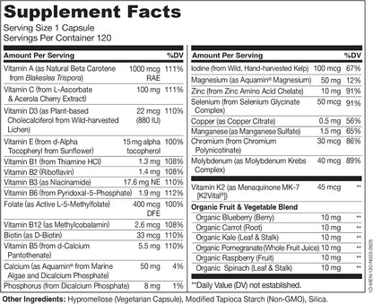 NATURELO Multivitamin for Men - One Daily, 120 Vegetarian Capsules Vitamins, minerals & organic whole foods, non-GMO