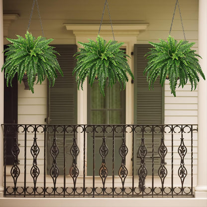 FOREST PRINCE 45" Fake Ferns Artificial Bush Plants for Outdoors, 2-Pack