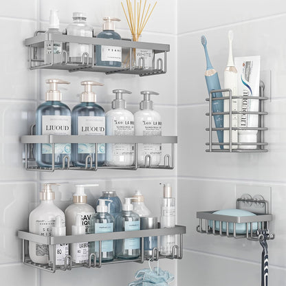 Liuoud 5 Pack Shower Caddy for Inside Shower, Grey Bathroom Storage Decor