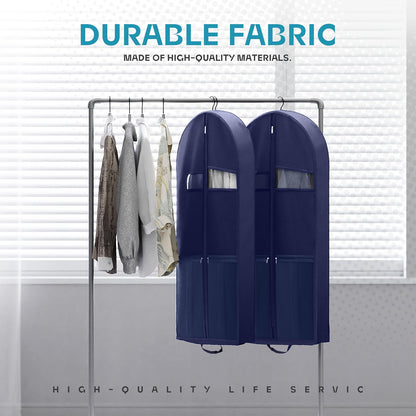 Lazebox 43-Inch Travel Garment Bag with Accessory Pockets, Heavy-Duty Suit Bag for Suits, Tuxedos, Dresses & Coats, Foldable Travel Clothes Bag, Blue