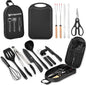 Wesqunie Camping Cooking Utensils Set, Cookware Set for Outdoor Hiking BBQ Stainless Steel & Silicone Mess Kit, Durable Outdoor Kitchen Gear for Hiking, RV, Picnic Grill & Travel Camping Meal Prep